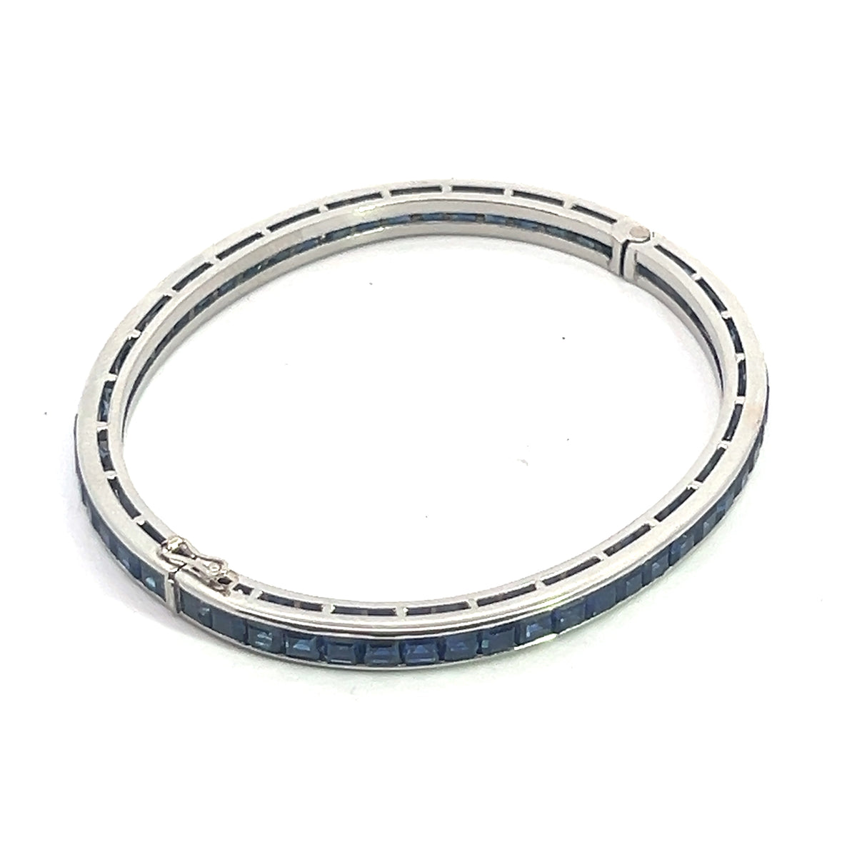 Mid Century Platinum 10.64cttw Calibre Cut Sapphire Bangle Mid Century Platinum 10.64cttw Calibre Cut Sapphire Bangle