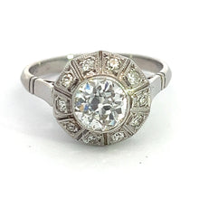 Load image into Gallery viewer, Art Deco Platinum 1.30ct Old Mine Cut + 1.20cttw Side Diamonds Ring