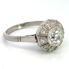 Load image into Gallery viewer, Art Deco Platinum 1.30ct Old Mine Cut + 1.20cttw Side Diamonds Ring