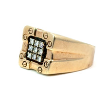 Load image into Gallery viewer, Late Century 14ktyg 1cttw Round Brilliant Cut Diamond Ring + Screws Motif