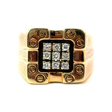 Load image into Gallery viewer, Late Century 14ktyg 1cttw Round Brilliant Cut Diamond Ring + Screws Motif