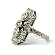 Load image into Gallery viewer, Art Deco Platinum 2.90cttw Old Mine Cut + Antique Single Cuts Cocktail Ring
