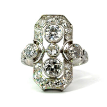 Load image into Gallery viewer, Art Deco Platinum 2.90cttw Old Mine Cut + Antique Single Cuts Cocktail Ring