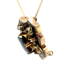 Load image into Gallery viewer, Victorian 14ktyg 6ct garnet + seed pearl with black enamel necklace