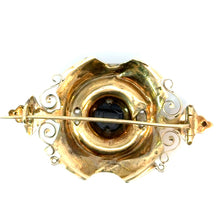 Load image into Gallery viewer, Victorian 15ktyg Onyx cameo of Grecian woman + pearls+ black enamel brooch