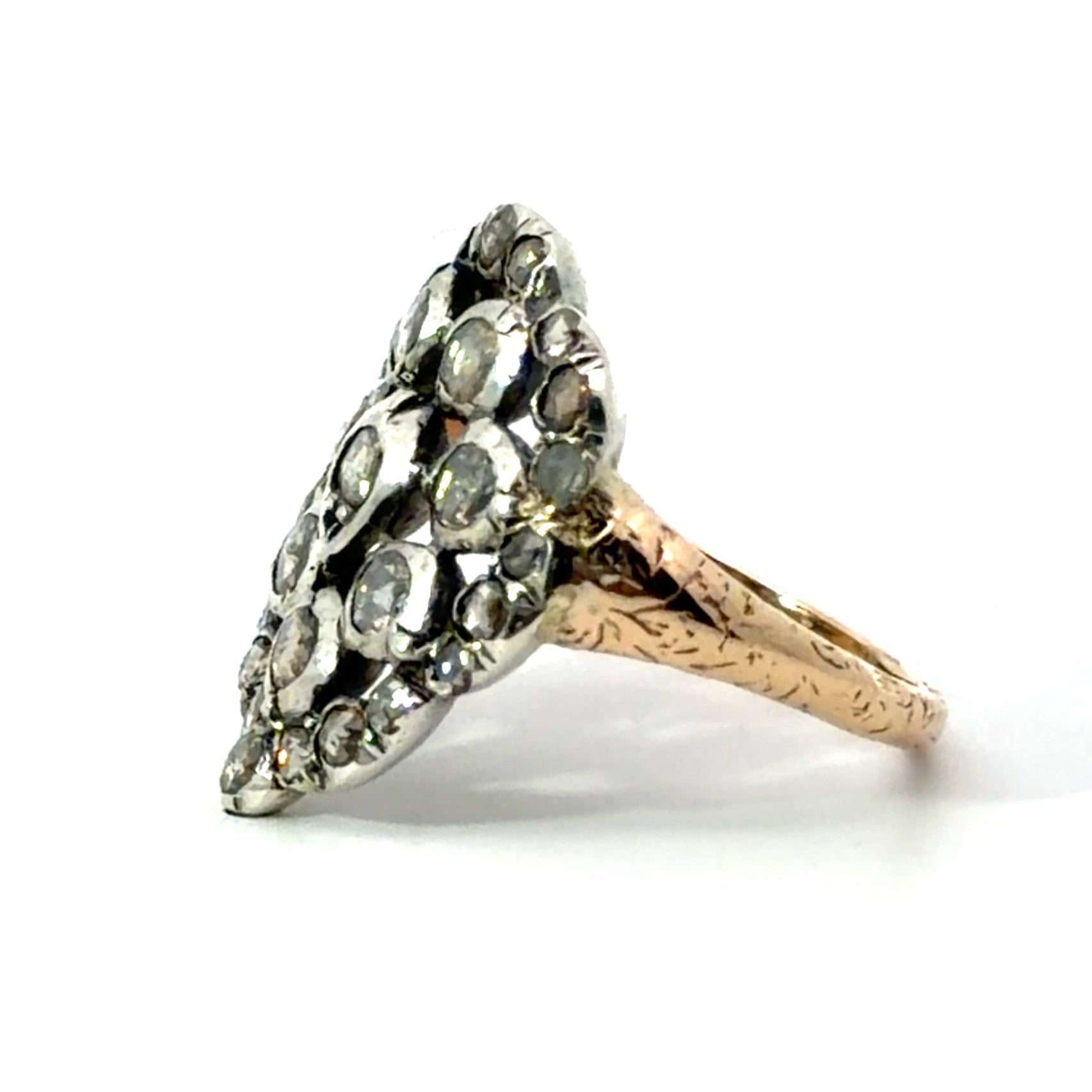 Victorian 14ktyg/Silver 1cttw Rose Cut Diamond Ring