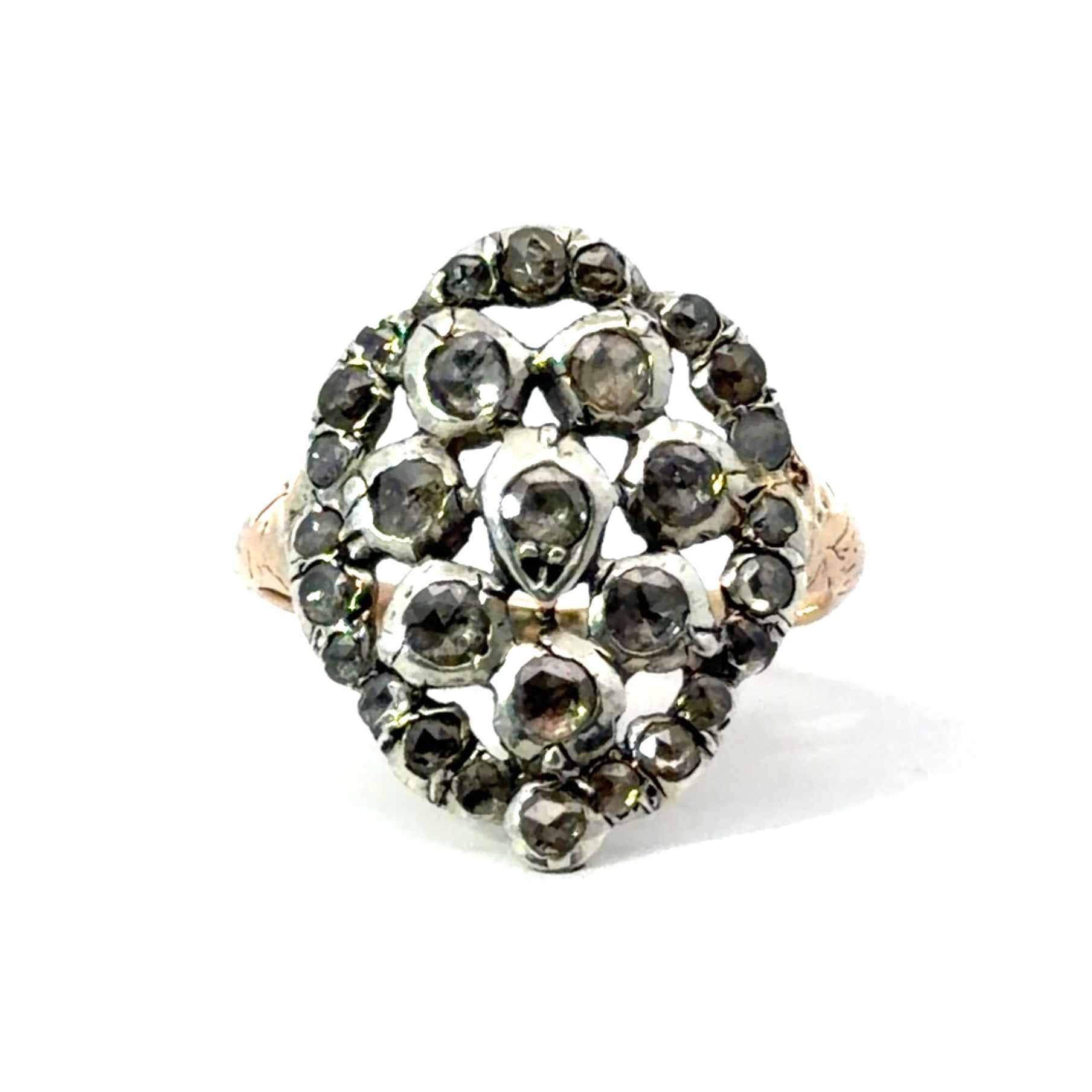 Victorian 14ktyg/Silver 1cttw Rose Cut Diamond Ring