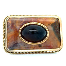 Load image into Gallery viewer, Victorian 12kt Rose Gold 9ct Garnet Bezel set on top of Agate Brooch