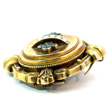 Load image into Gallery viewer, Victorian 15ktyg .50ct emeralds + natural pearls locket pendant