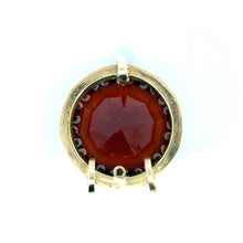 Load image into Gallery viewer, Mid Century 14ktyg approx 20ct Madiera Citrine + Greek Key black /White Enamel Necklace