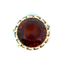 Load image into Gallery viewer, Mid Century 14ktyg approx 20ct Madiera Citrine + Greek Key black /White Enamel Necklace