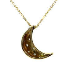 Load image into Gallery viewer, Late Century 14ktyg .30cttw Diamond Crescent Moon w/t Matte Finish Pendant