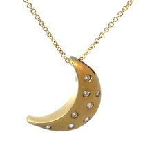 Load image into Gallery viewer, Late Century 14ktyg .30cttw Diamond Crescent Moon w/t Matte Finish Pendant