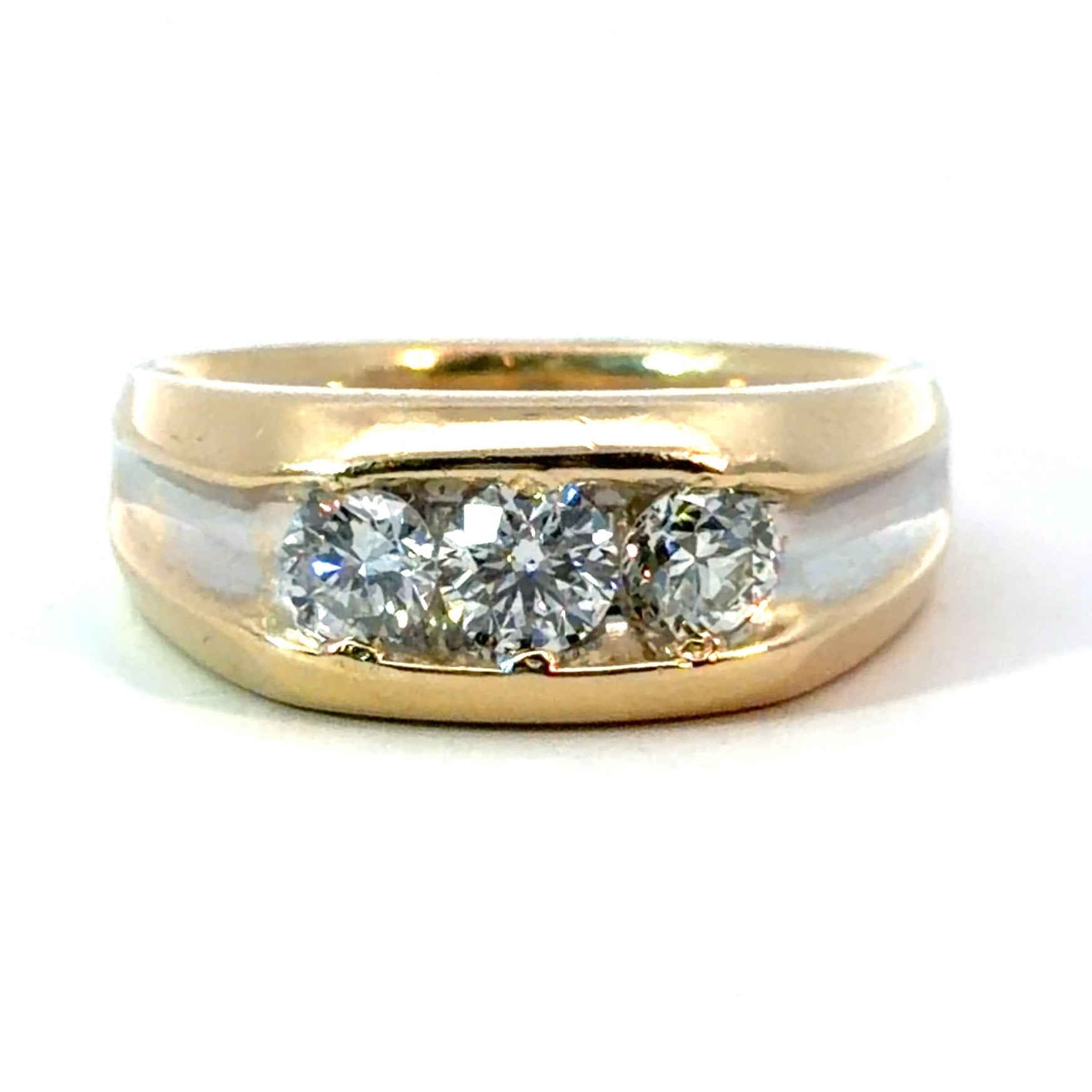 Late Century 1.50cttw 2x Round Brilliant Cut+ 1xOld European Cut Diamond Band
