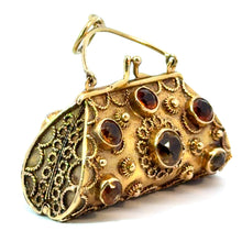 Load image into Gallery viewer, Mid Century 18ktyg approx 3cttw Citrine Ornate Purse Charm