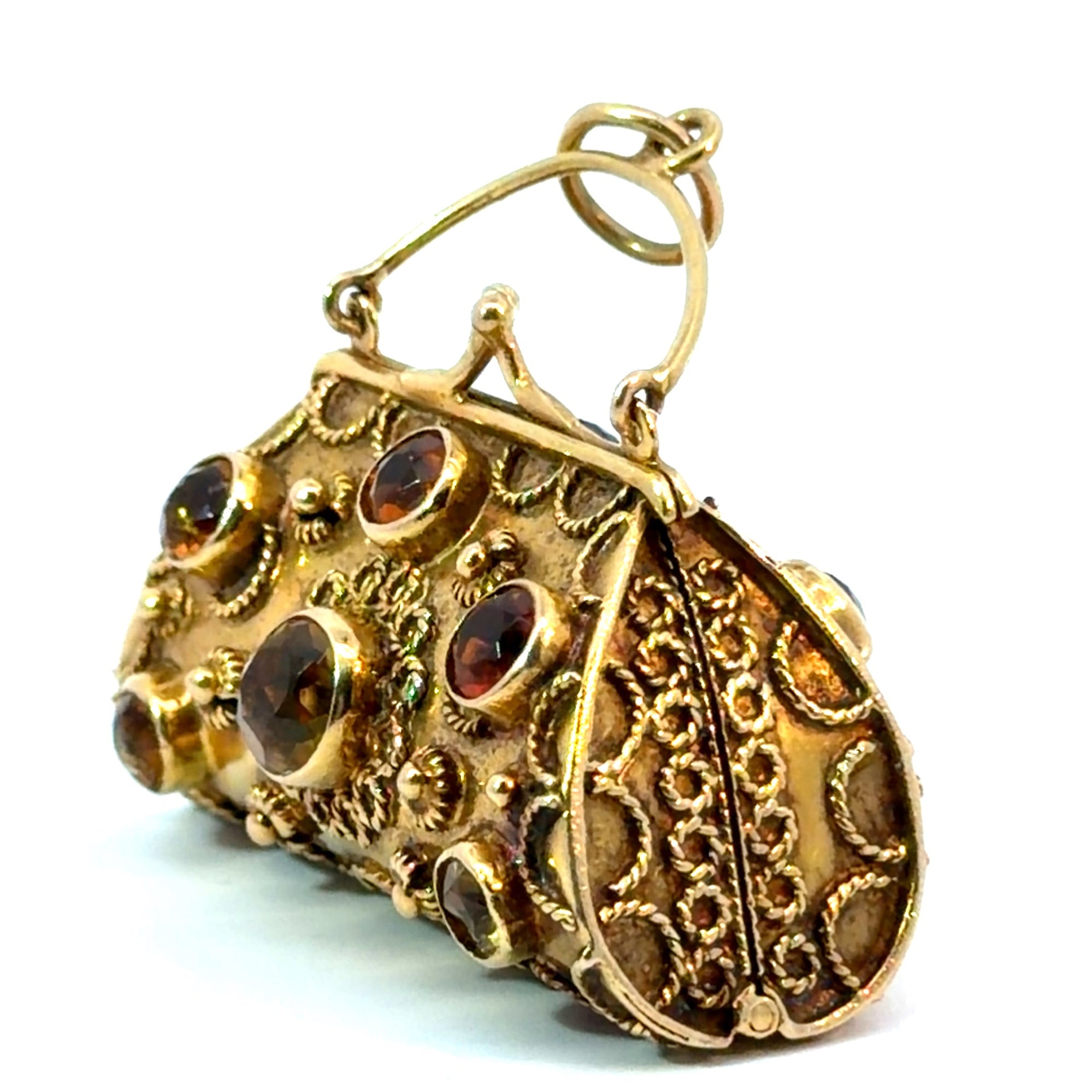 Mid Century 18ktyg approx 3cttw Citrine Ornate Purse Charm