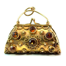 Load image into Gallery viewer, Mid Century 18ktyg approx 3cttw Citrine Ornate Purse Charm