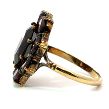 Load image into Gallery viewer, Victorian 9ktyg Garnet Cluster Ring