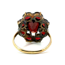 Load image into Gallery viewer, Victorian 9ktyg Garnet Cluster Ring