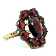 Load image into Gallery viewer, Victorian 9ktyg Garnet Cluster Ring