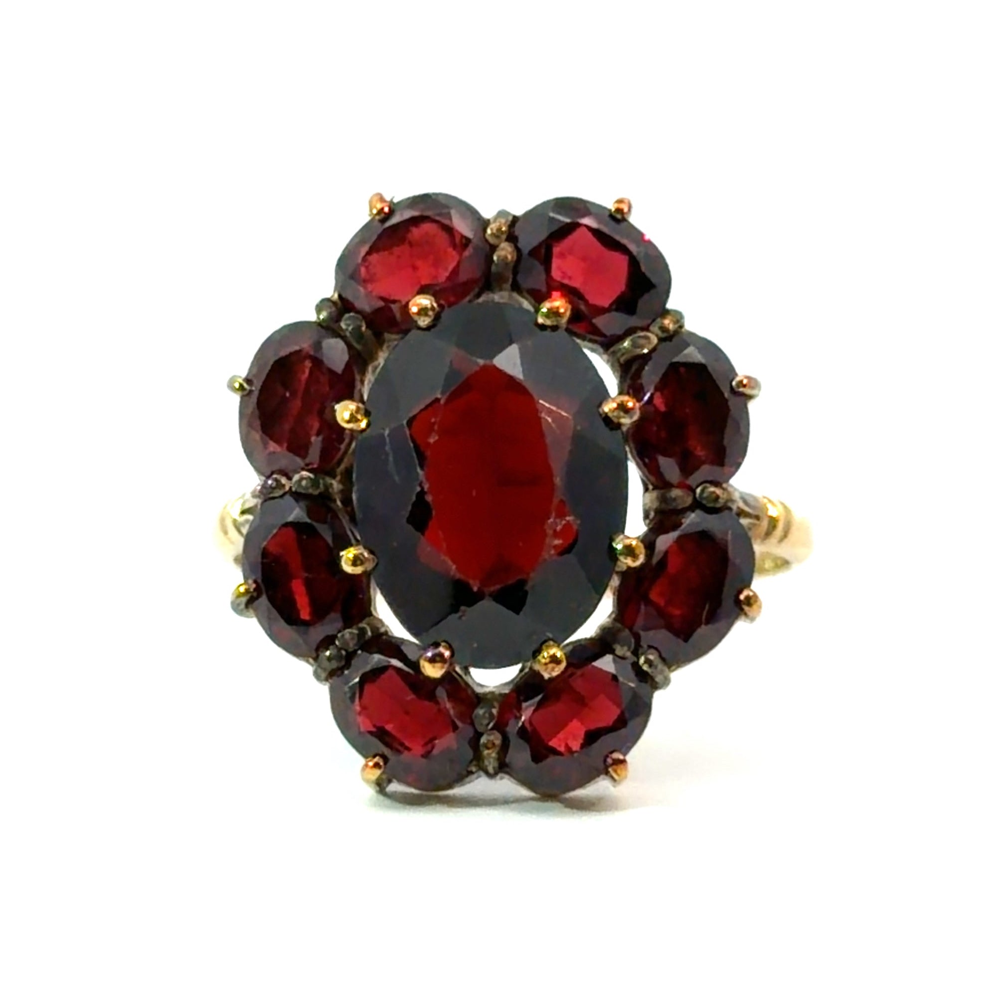 Victorian 9ktyg Garnet Cluster Ring