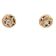 Load image into Gallery viewer, Close-up of the Art Deco 14kt Yellow Gold .50cttw Old European Cut Diamond Stud Earrings set against a plain white background.