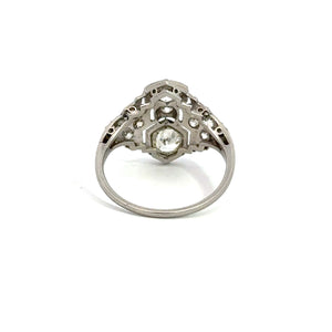 Art Deco Platinum 1.20cttw Old Mine Cut + 1.04cttw Diamond Ring