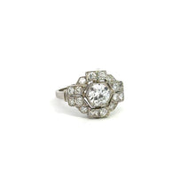 Load image into Gallery viewer, Art Deco Platinum .95ct Old European Cut + 1.28cttw Diamond Ring