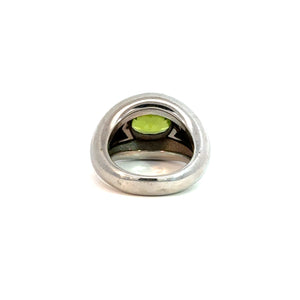 Modern Mauboussin French Designer 18kt White Gold 3.40ct Peridot + Morher of Pearl Ring