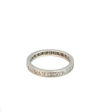 Load image into Gallery viewer, A platinum eternity ring featuring a continuous band of small, clear diamonds, symbolizing eternal love. This Art Deco Platinum .50cttw Diamond Eternity Band is shown against a plain white background.