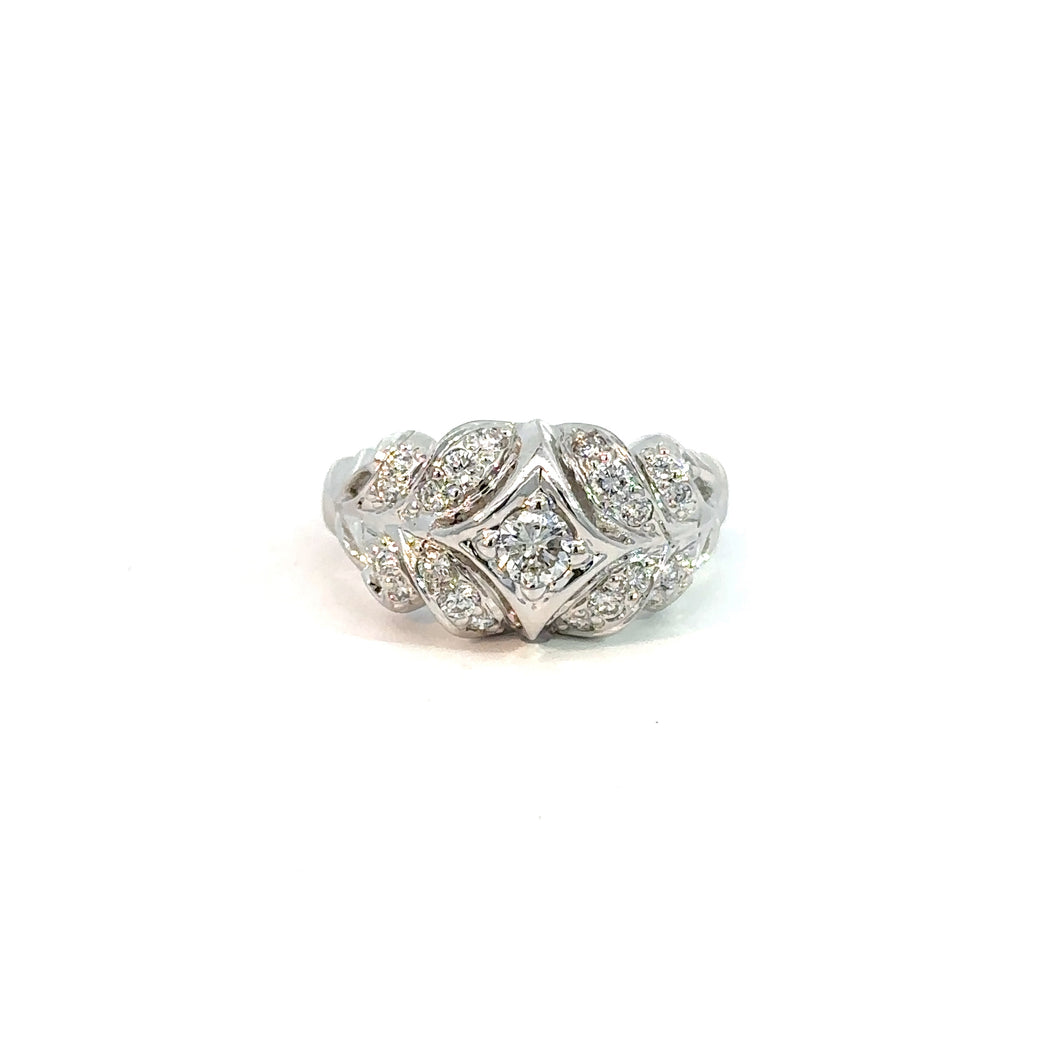 Mid Century 14kt White Gold 1.40cttw Diamond Ring