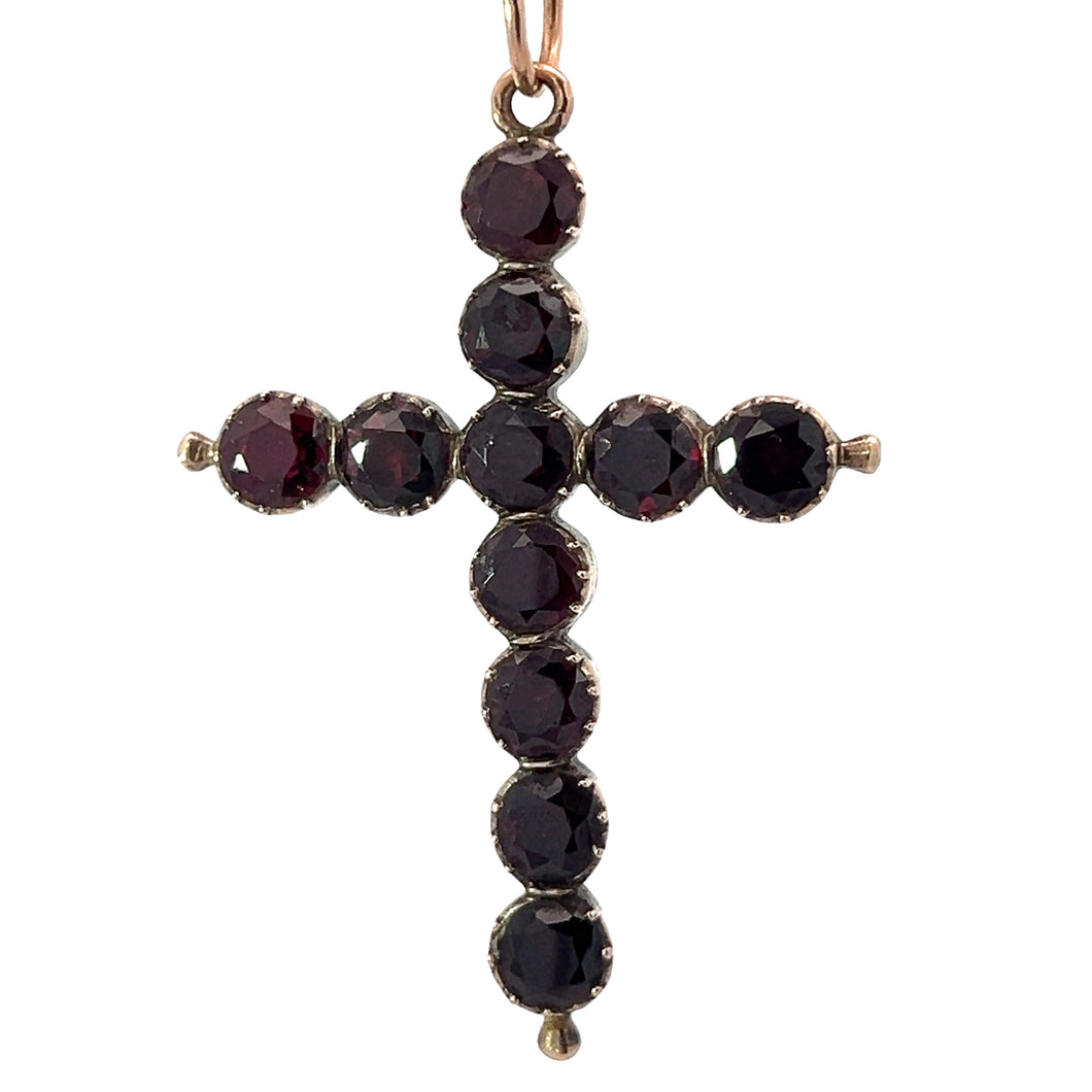 Victorian 14kt Yellow Gold 4.40ct Garnet Cross