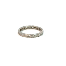 Load image into Gallery viewer, The Art Deco Platinum .50cttw Antique Cut Diamond Eternity Band exudes vintage charm with its round, clear antique cut diamonds evenly spaced along the platinum band, set against a pristine white background.