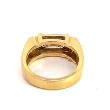 Load image into Gallery viewer, The &quot;Late Century 18ktyg 3ct Cognac Zircon Ring&quot; is a vintage luxury piece featuring a rectangular yellow gemstone set in a simple band. The cognac zircon gemstone is elevated above the 18kt yellow gold band, creating a modern and elegant design. The inside of the ring band is smoothly polished for added comfort.