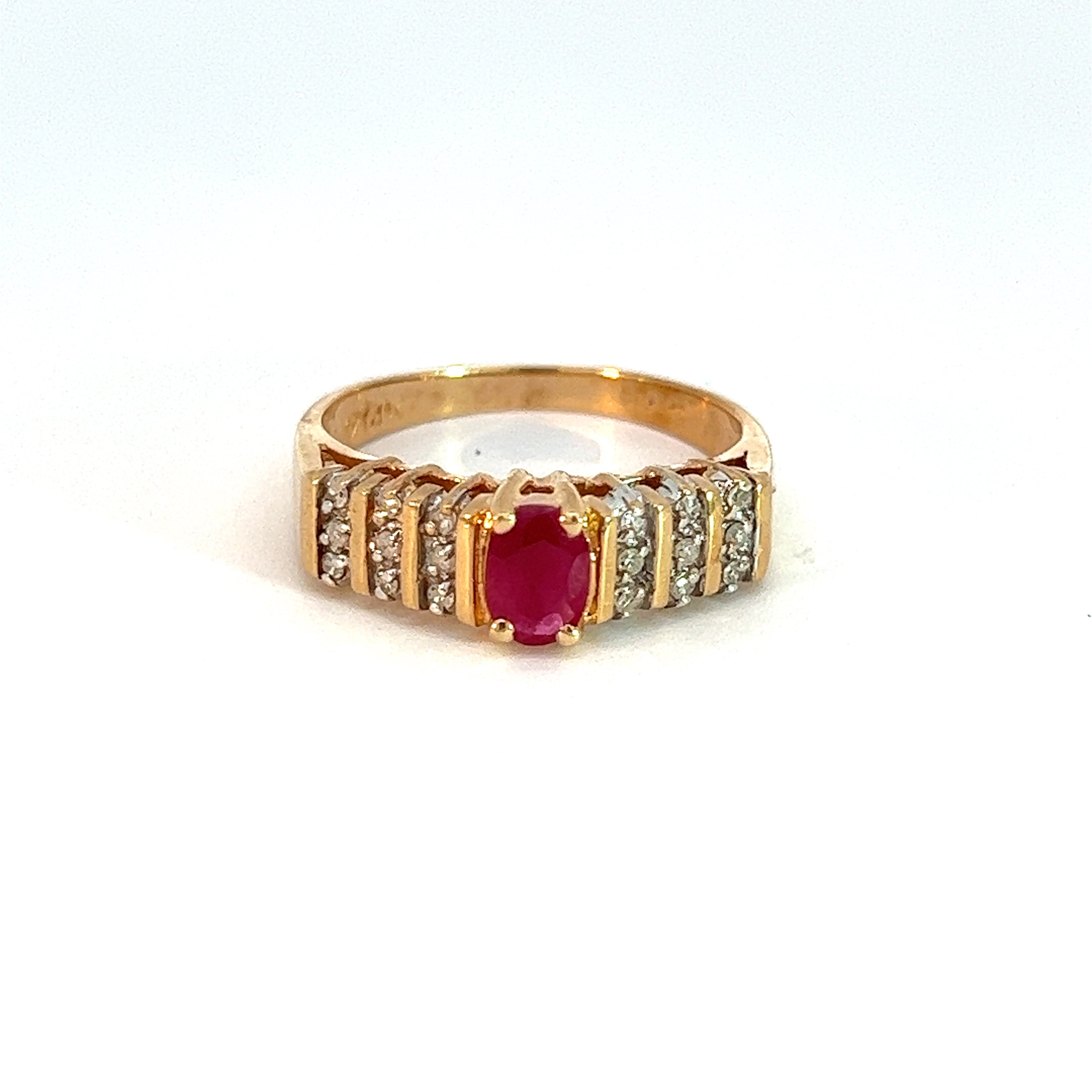 Late Century 14ktrg Ruby Diamond Ring