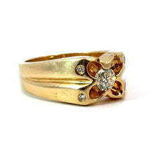 Load image into Gallery viewer, Late Art Deco 14ktyg .45ct Old European Cut + .10cttw Side Diamonds Ring