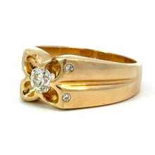Load image into Gallery viewer, Late Art Deco 14ktyg .45ct Old European Cut + .10cttw Side Diamonds Ring