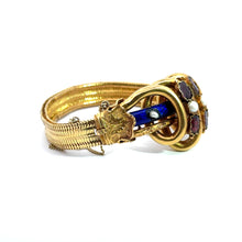 Load image into Gallery viewer, Victorian Garnet, Pearl &amp; Cobalt Blue Enamel Bracelet
