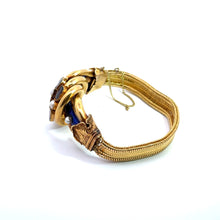 Load image into Gallery viewer, Victorian Garnet, Pearl &amp; Cobalt Blue Enamel Bracelet