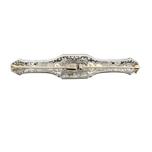 Art Deco Platinum Antique Filigree Bar Pin