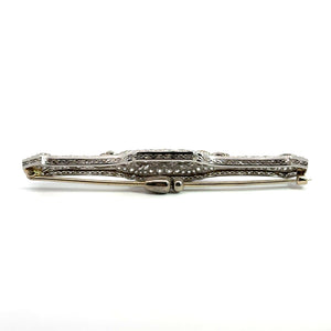 Art Deco Platinum Antique Filigree Bar Pin