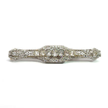Load image into Gallery viewer, Art Deco Platinum Antique Filigree Bar Pin