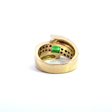 Load image into Gallery viewer, Late Century Chatham Synthetic Emerald &amp; Diamond Ring