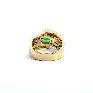 Late Century Chatham Synthetic Emerald & Diamond Ring