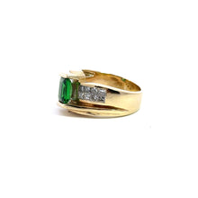 Load image into Gallery viewer, Late Century Chatham Synthetic Emerald &amp; Diamond Ring