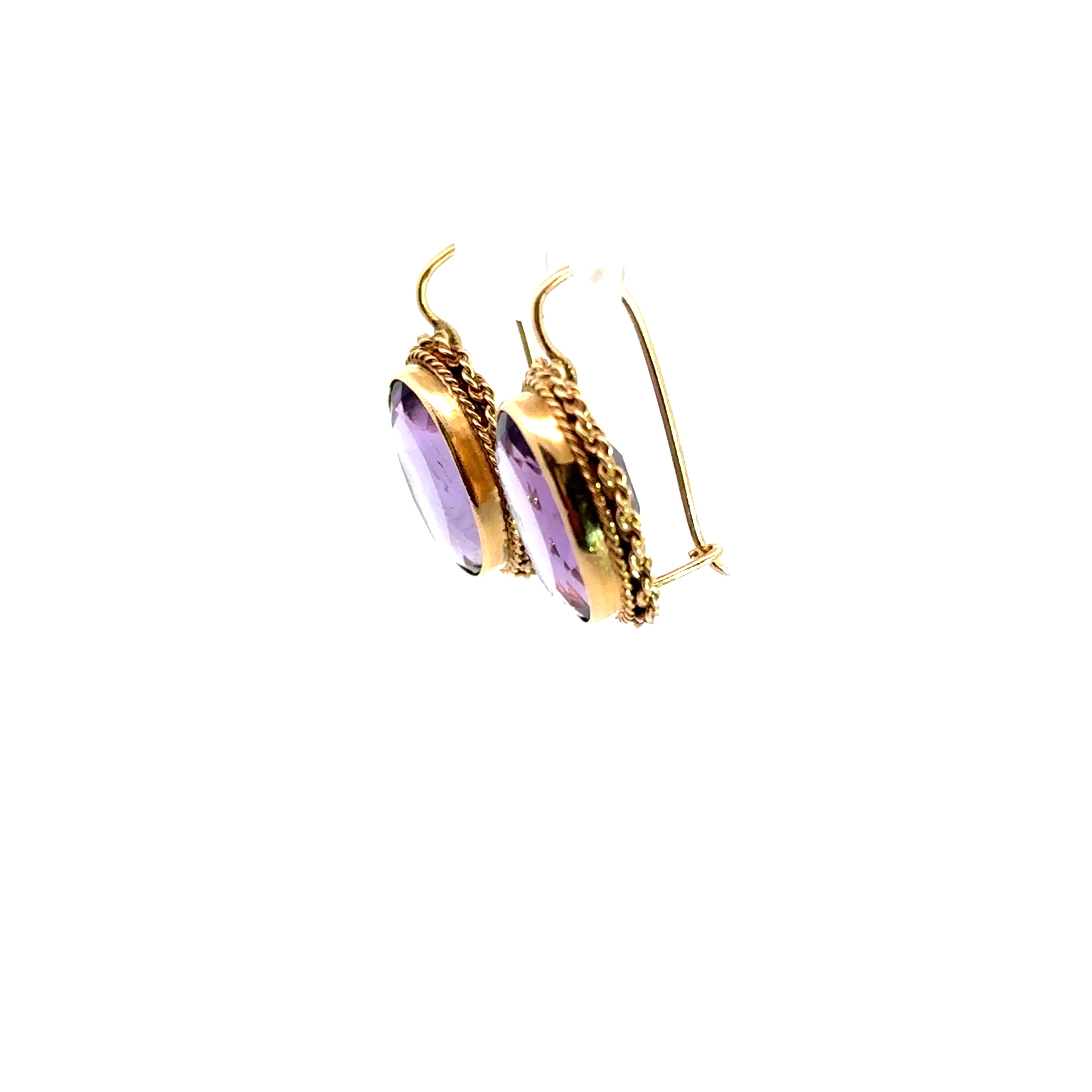 Late Century 14k Gold Amethyst Earrings