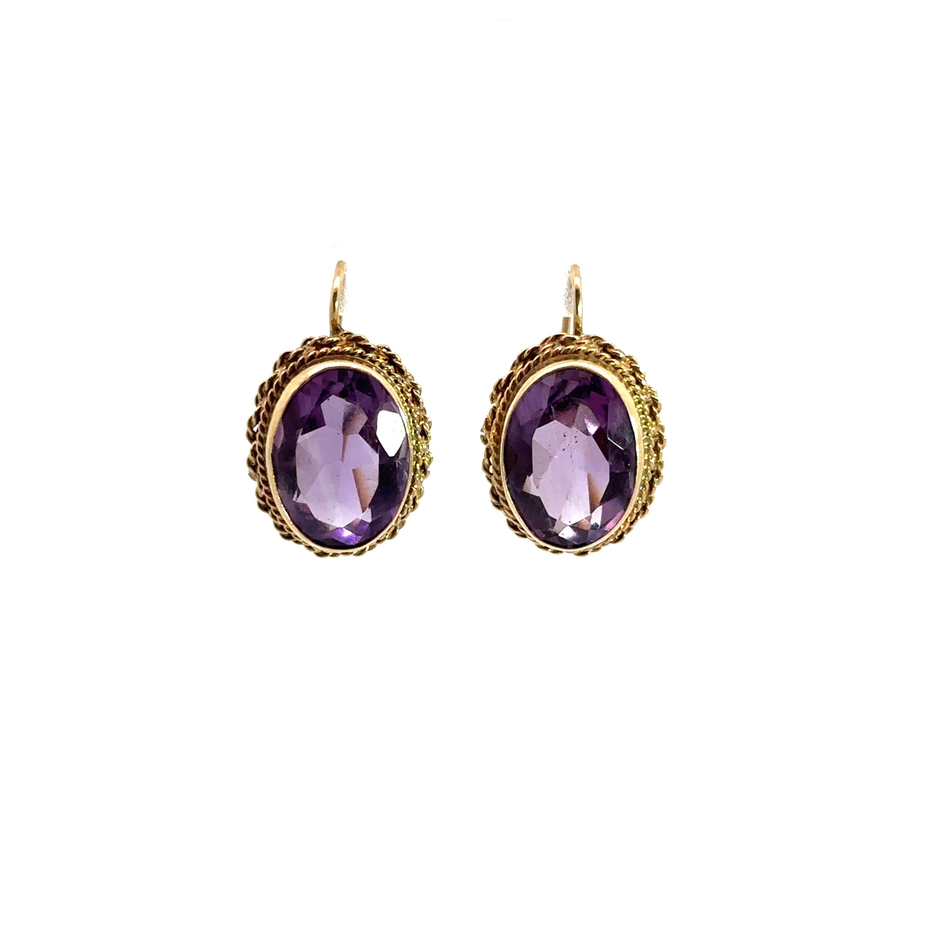 Late Century 14k Gold Amethyst Earrings