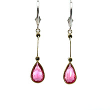 Load image into Gallery viewer, Edwardian Platinum Rubellite Tourmaline + OMC Diamond Pendant/Earrings set