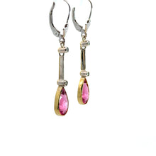Load image into Gallery viewer, Edwardian Platinum Rubellite Tourmaline + OMC Diamond Pendant/Earrings set