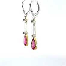 Load image into Gallery viewer, Edwardian Platinum Rubellite Tourmaline + OMC Diamond Pendant/Earrings set